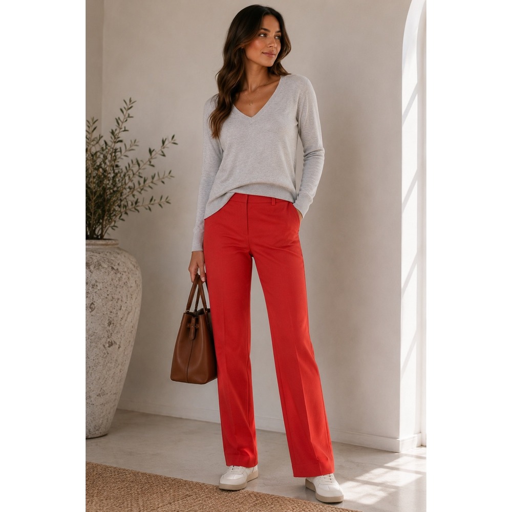 J.Crew Stretch Slim Ankle Pants Coralβ Red Side Zip Trousers Size 6